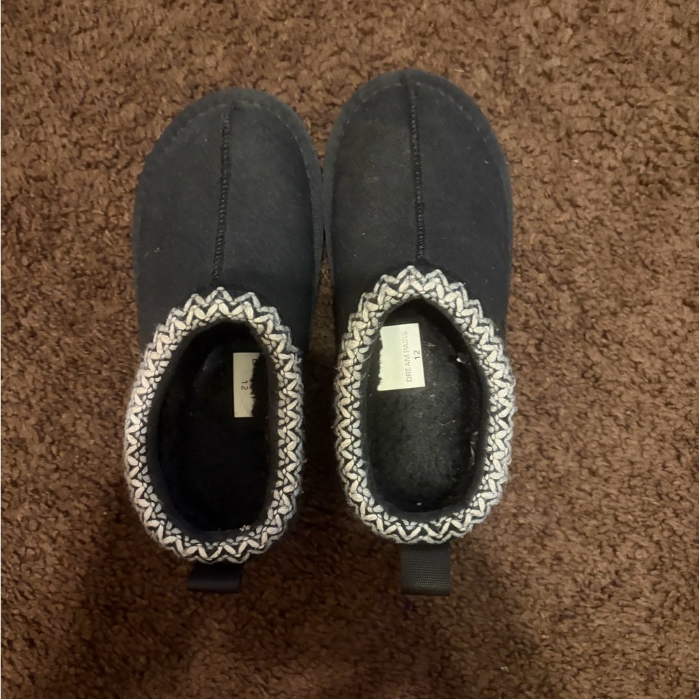 Dream Pairs Kids Navy Slip-On Cozy Slippers with Trim